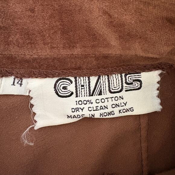 VINTAGE 70s Gaucho Pants - Brown Velveteen - High Waist Wide Leg - Boho Size 14 - Picture 5 of 5